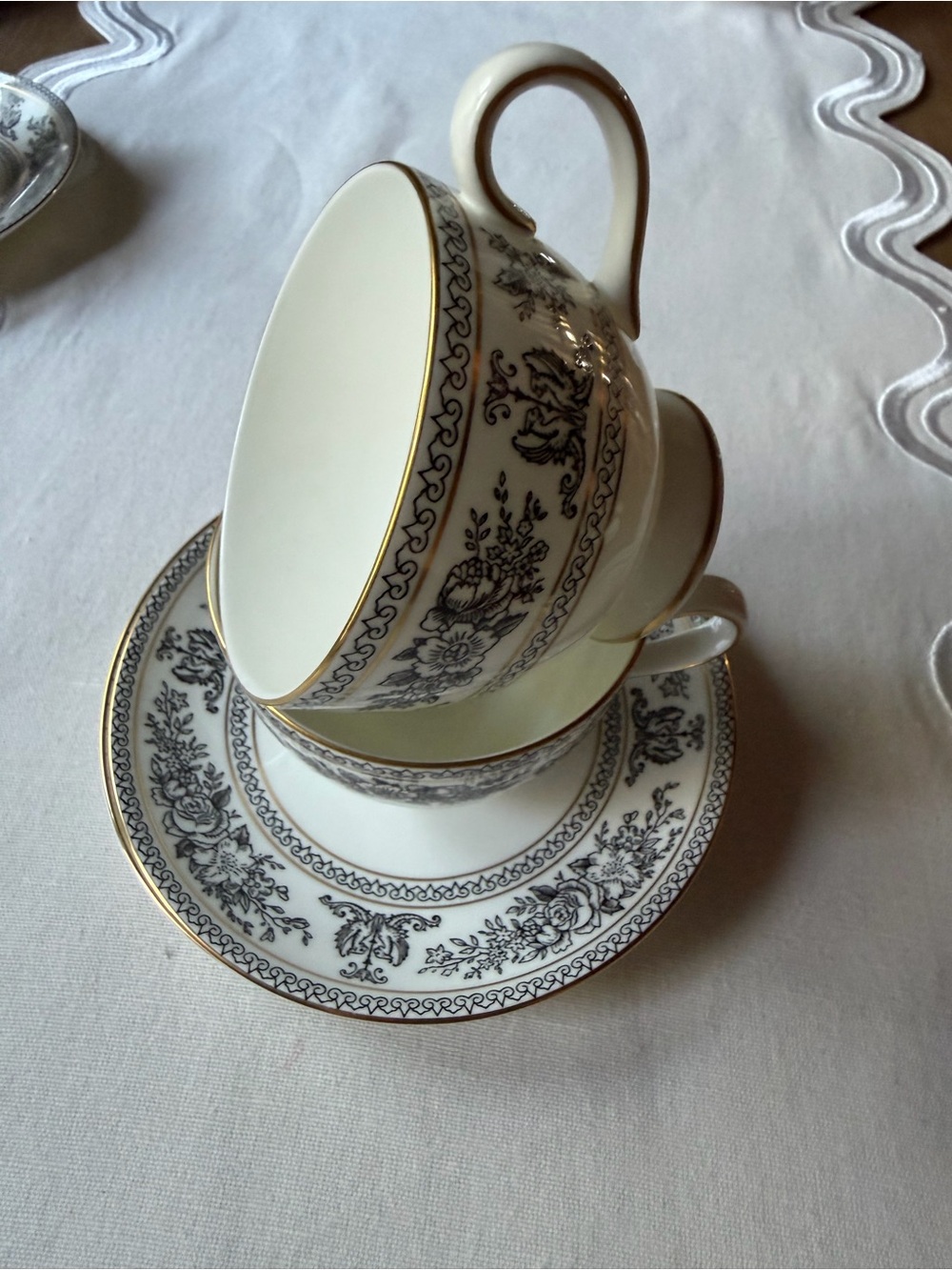 Wedgwood Columbia Black footed cup and saucer - Picture 8 of 10